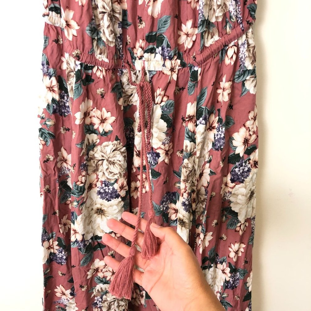 Torrid Off Shoulder Challis Floral Midi Dress Pink - Picture 5 of 6